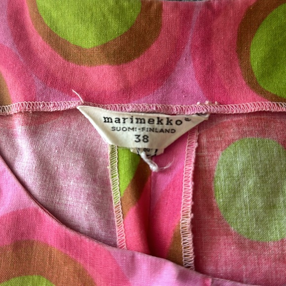 VINTAGE Marimekko Pink & Green Polkadot Dress, Size L - Picture 11 of 11